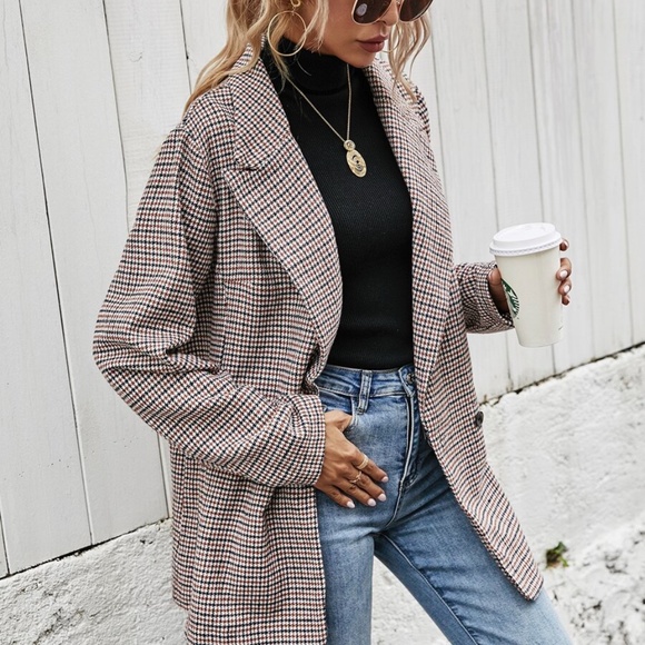 Jackets & Blazers - Houndstooth fall coat jacket Blazer